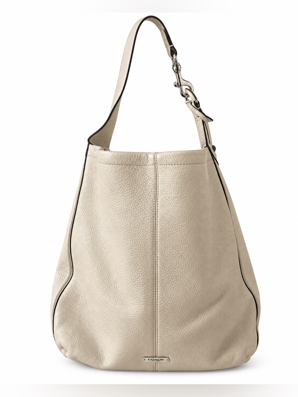 Coach Pebbled Leather Hobo Bag in Light Chalk